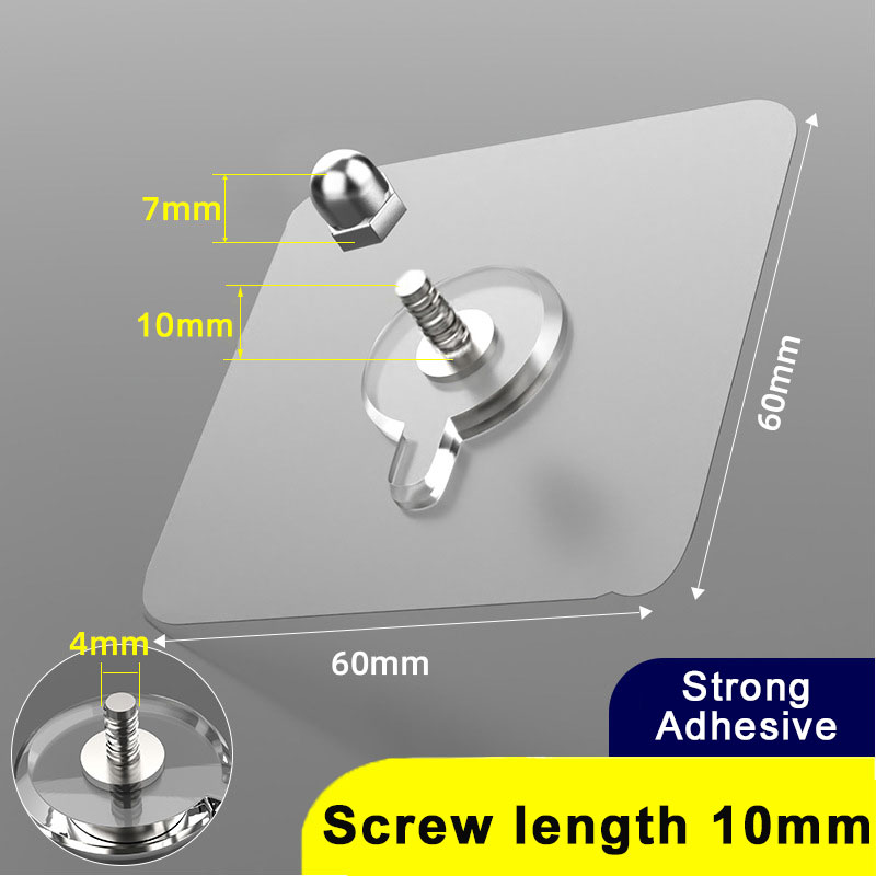 2-10Pcs Screw Wall Hooks Self Adhesive Hangers Seamless Nail Screw Free Sticker Hook for Wall Mount Kitchen Bathroom Home Office: L / light green