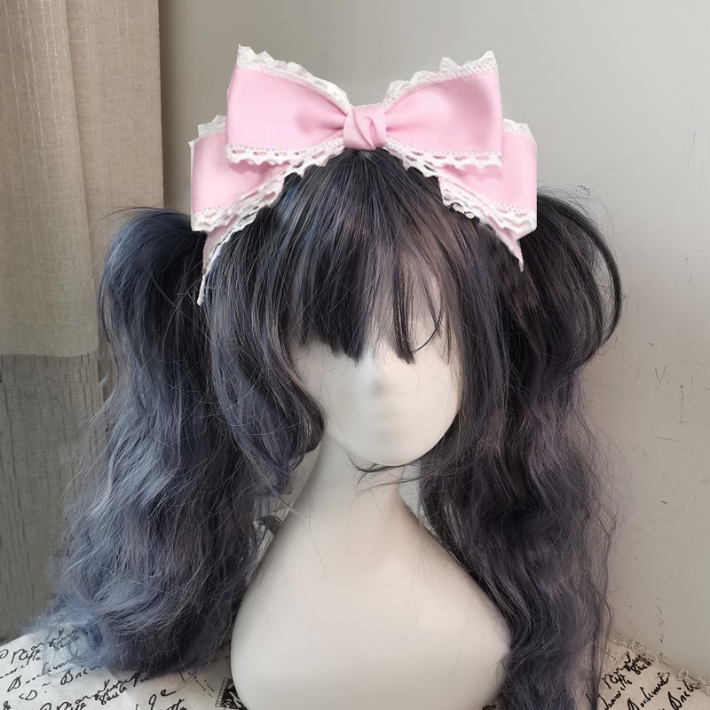 Tocado lolita, diadema de Lolita, muñeca, horquilla con lazo grande, accesorios de cosplay KC hechos a mano para sirvienta, accesorios japoneses para el cabello de Anime: Rosa