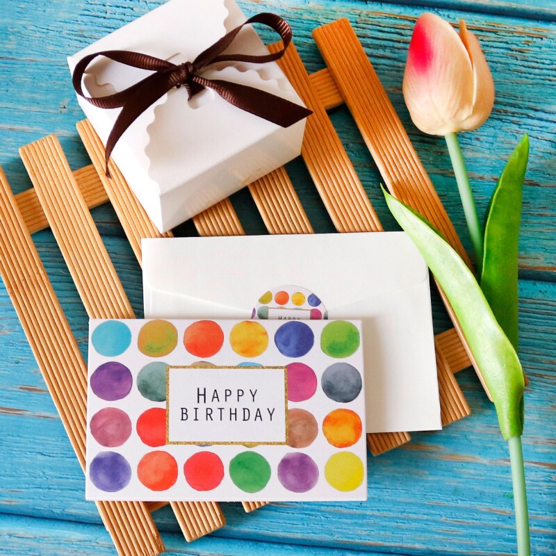 6sets Happy Birthday Greeting Card Envelope Baby Shower Party Invitation Envelope Blank Inside Stationery Envelope Postcard