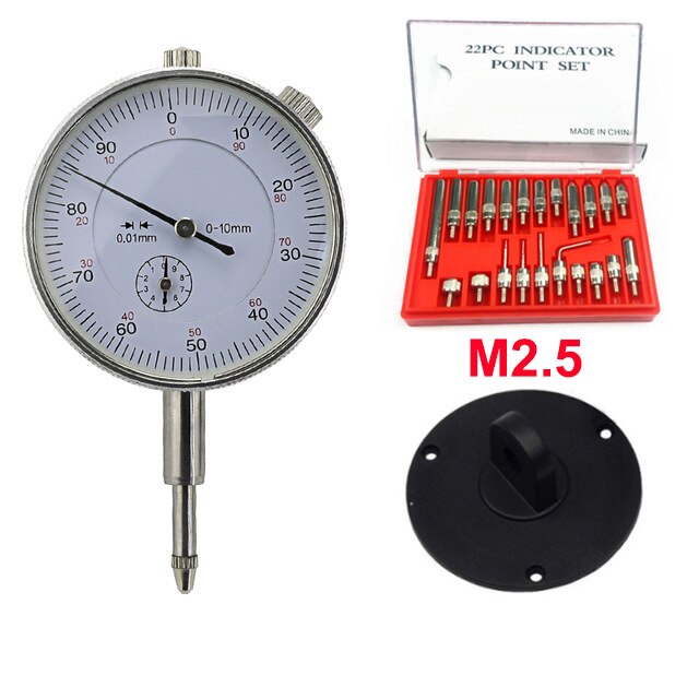 Messuhr 0-10mm 25mm 30mm Lug Zurück Test Gauge und 22 stücke Amboss Punkt Set gewinde M 2,5 4-48 gewinde Messung Werkzeug: Gold