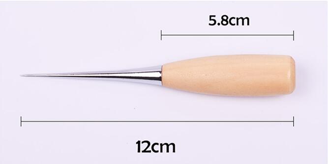 1Pc Leather Awl Wood Handle Awl Tools For Leathercraft Stitching Sewing Accessories GYH