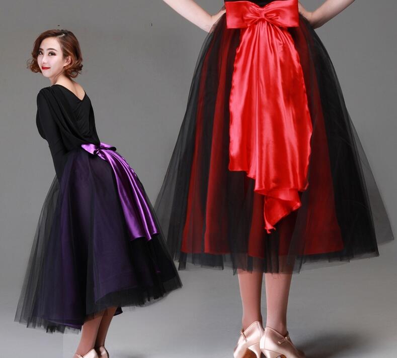 Ballroom dance nederdele kvinder dame vals tutu lang nederdel flamenco dans kostumer praksis slid moderne dansetøj