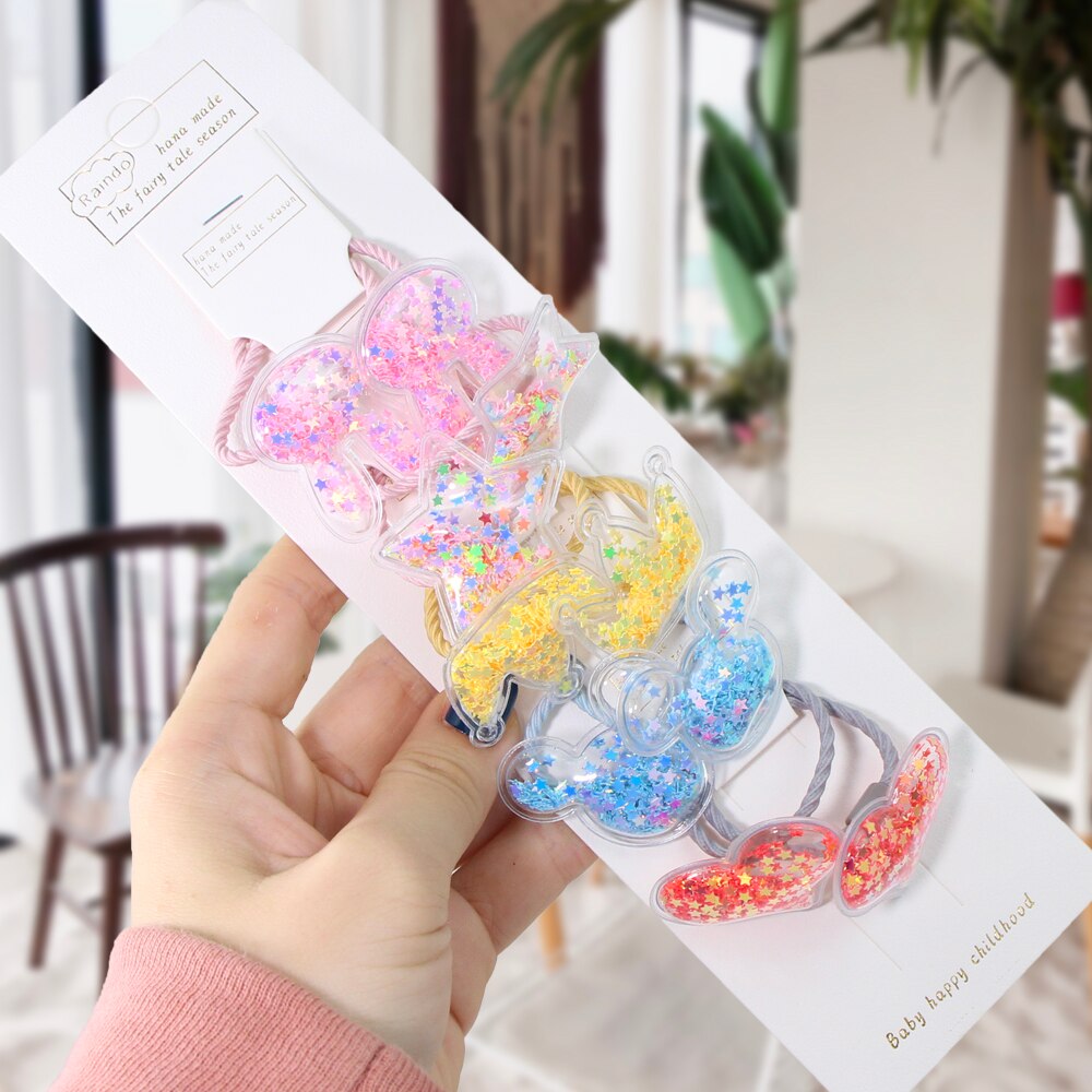 2/10 stuks/set kinderen cartoon beer bloem elastische haarbanden meisjes schattige rubberen banden scrunche kinderen haaraccessoires hoofdtooi: Abol 7