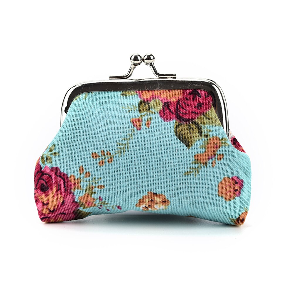 4 estilos rosas elegantes lona mini moeda bolsas zero carteira criança menina mulher mudança bolsa, senhora zero carteiras, moeda saco frete grátis: Azul