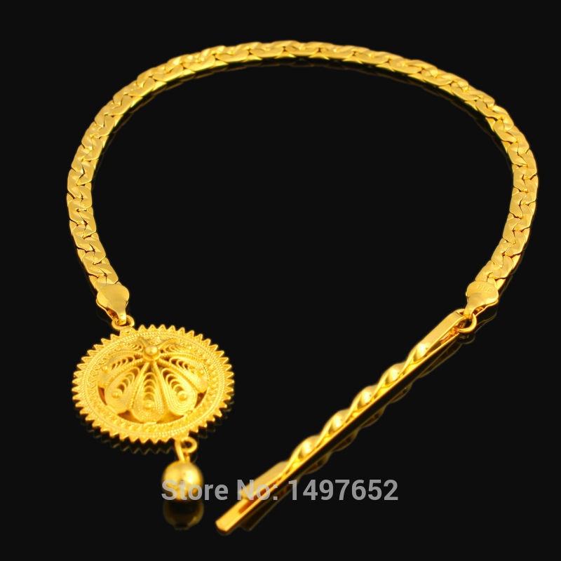 Ethiopian Hair Chain Jewelry 24k Gold Color African/Eritrea/Kenya Women Habesha Party Accessories