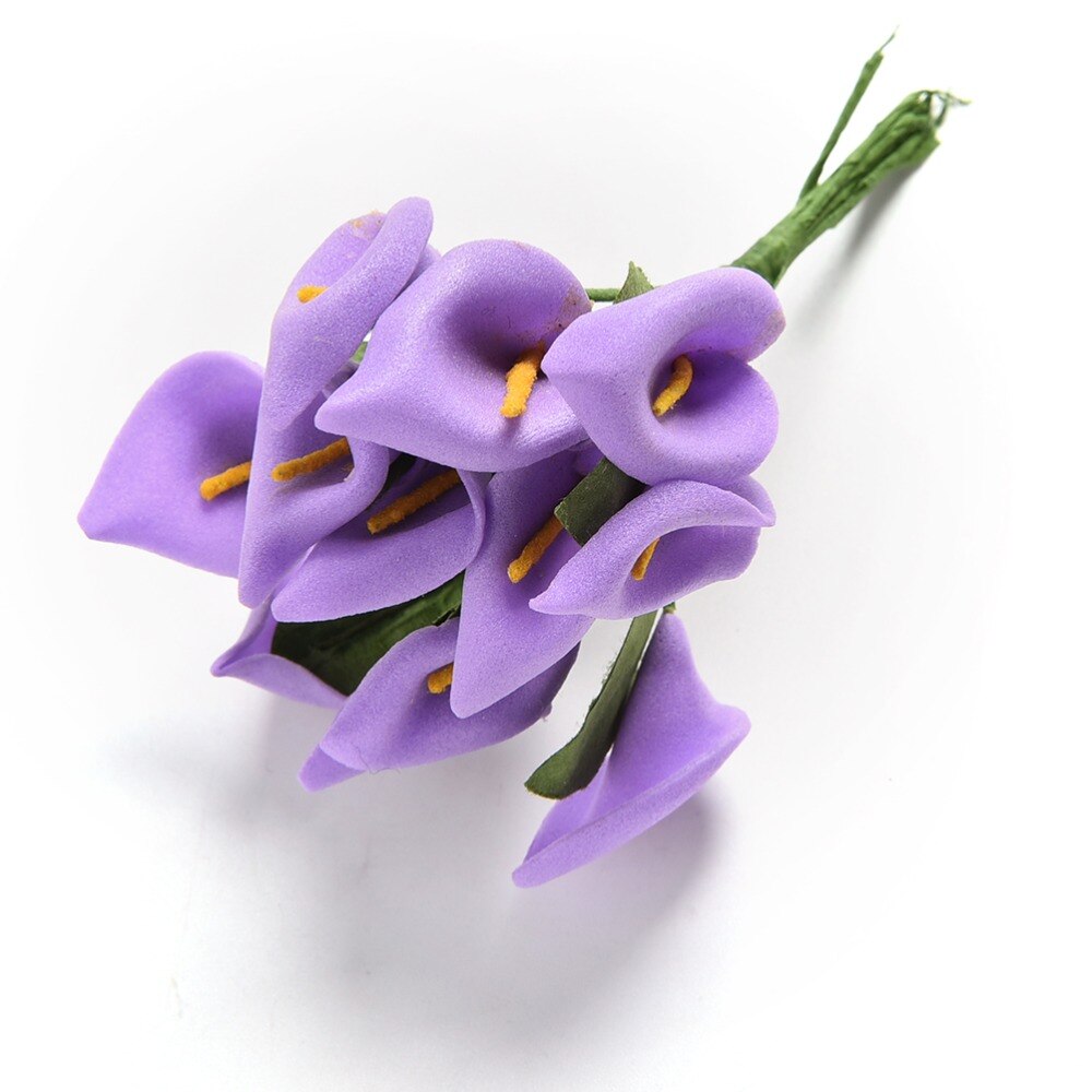 12 blomster / flok kunstige blomster calla lilje brude bryllup boligindretning buket hoved pe ægte berøring kunstig blomst