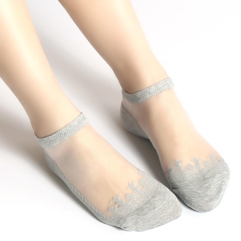 Japanse Harajuku Jacquard Transparant Kristal Zijden Sokken Vrouwen Sokken Dunne Onzichtbare Nylon Boot Sokken: 5
