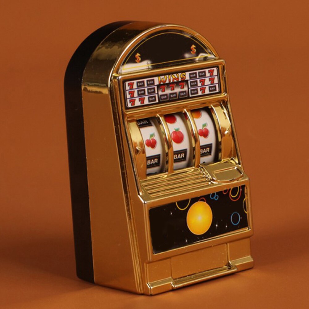 Vintage mini lille spillemaskine enkel spillemaskine legetøj plastmateriale 5*4.5*8.5