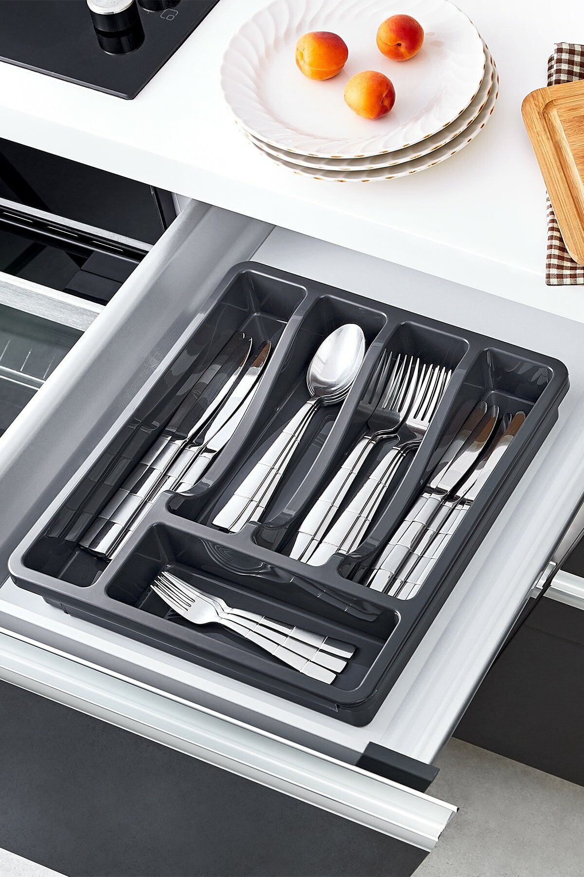 Kitchen Organizer Expandable Cutlery Drawer Storage Box Tray Fork Spoon Divider Plastic Container plateau Knife Block Holder