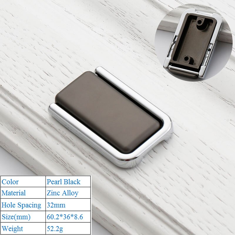 Modern Simple Drawer Wardrobe Door Handle Simple European Concealed Cabinet Door Handle Furniture Hardware Drawer Flush Knobs: Black 6287-32mm