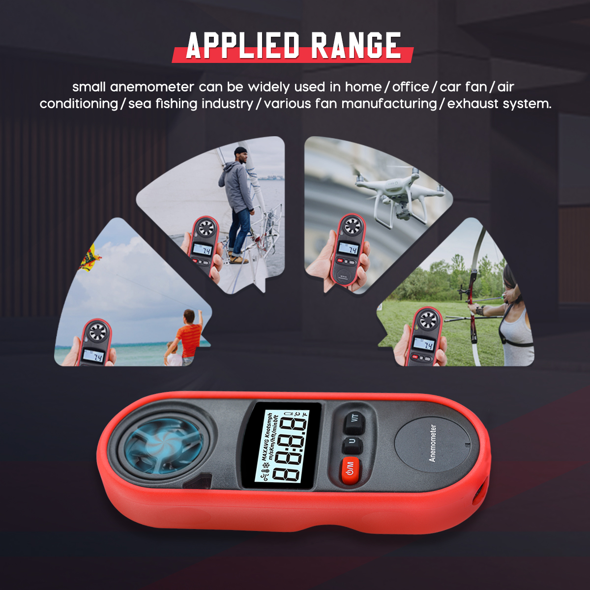 Lutifix WT816A Mini Digitale Anemometer Handheld Anemometer IP67 Waterdicht En Stofdicht Anemometer 30 M/s Maatregel Meter