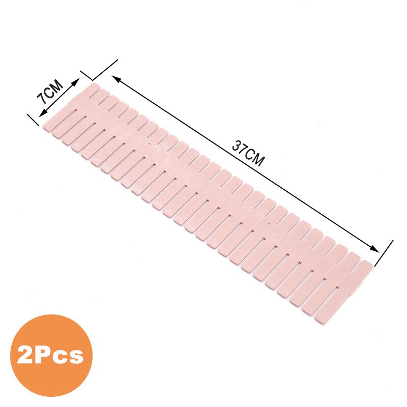 2Pcs DIY Adjustable Storage Partition Board Plastic Drawer Divider Combination Partition Board Space-saving Division Organizer: 2Pcs pink 37x7cm