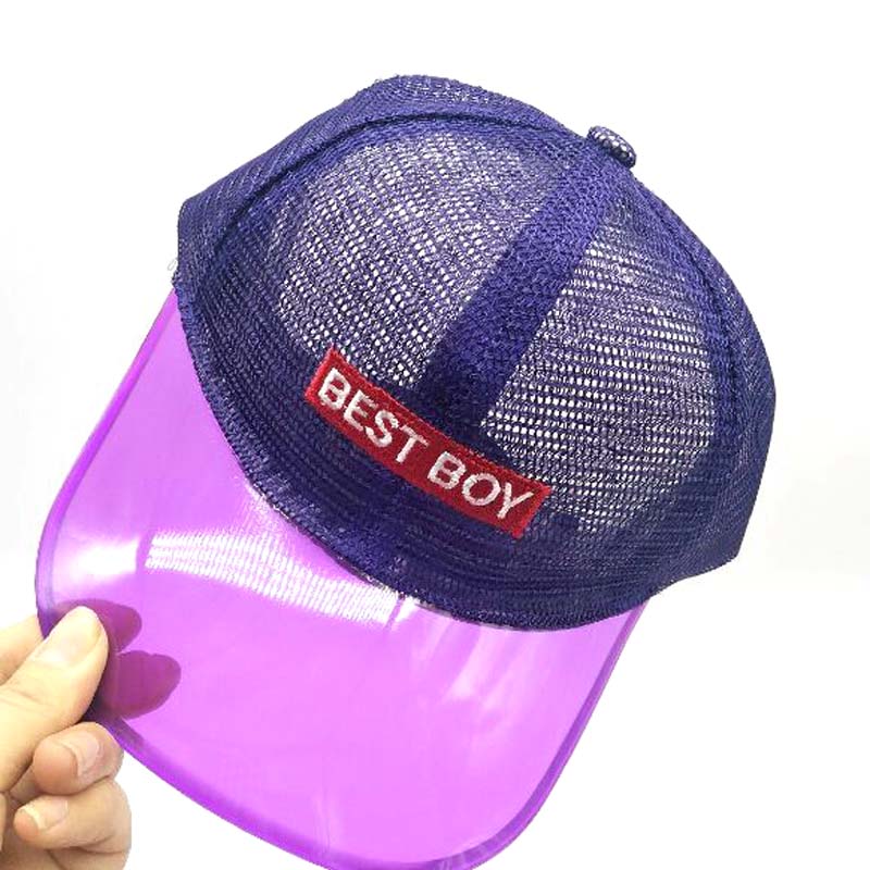 Europa amerika transparante borduurwerk kinderen baseball pet lente zomer plastic merk snapback mesh hoed voor jongens net pet: Paars  / > 8y