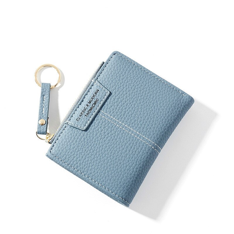 Portafoglio donna portafoglio piccolo carino portafoglio donna corto in pelle PU portafogli donna cerniera portamonete pochette donna: Blue