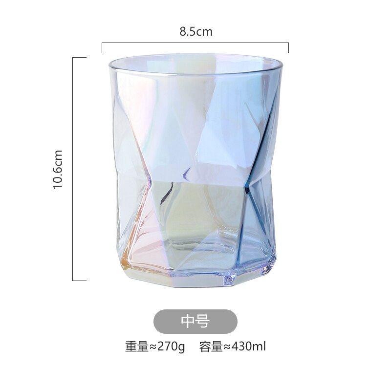 Farverig talje whisky glas kop uregelmæssige vinglas snapseglas brilliant whisky glas krus drikke kopper diamant form: M