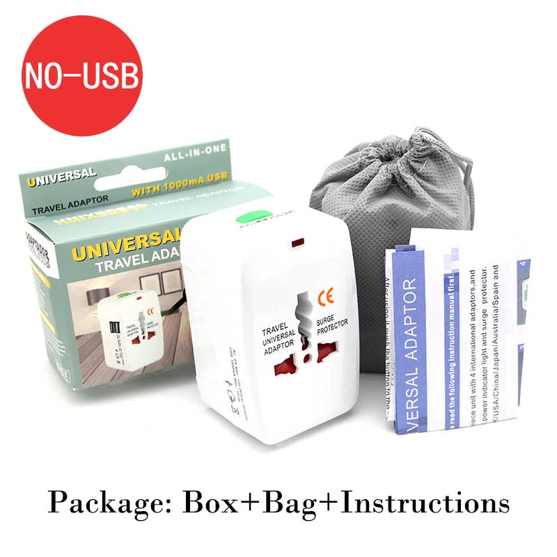 Dual USB Charging Port All in One Universal Worldwide Convenient Travel Charger Power UK AU US EU Plug Adapter With Packaging: NO-USB