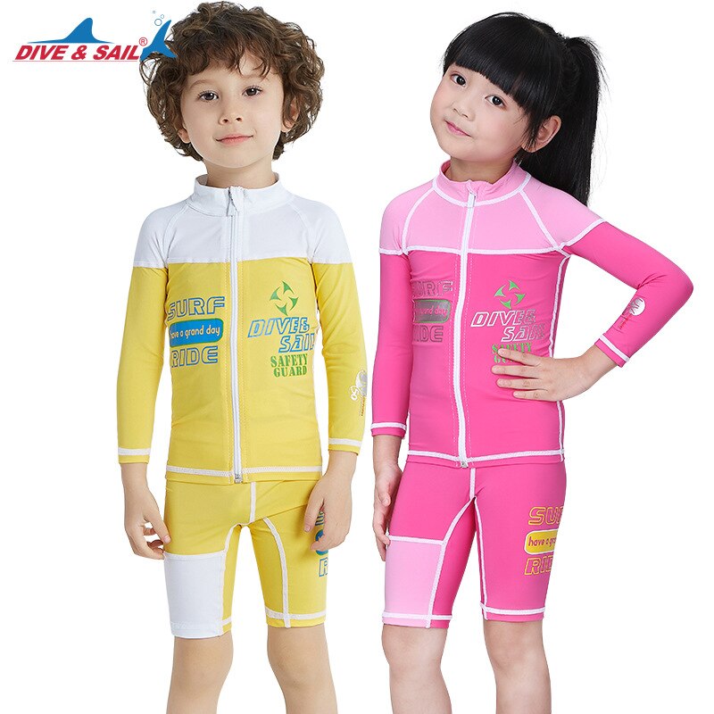 Wetsuits Kinderen Een Stuk Zwemmen Draagt Duikpakken Korte Mouwen Jongens Meisjes Surfen Kinderen Rash Guards
