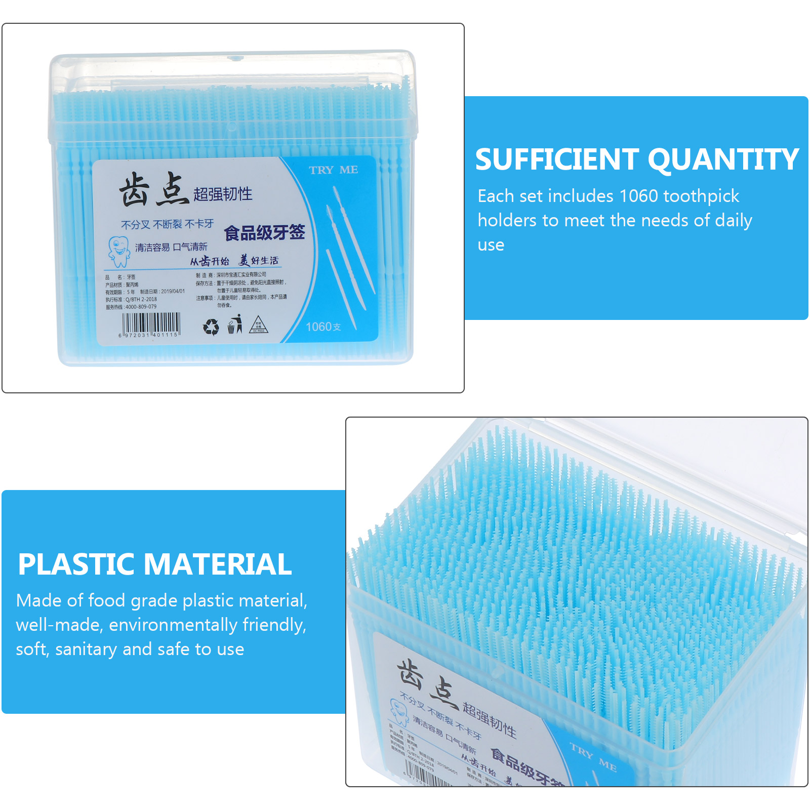 1060 Stück Kunststoff-Zahnstocher Zahnseide Zahnbürsten wählt Interdentalbürste für Zähne Vielseitiger stechen Reinigungsmittel Art