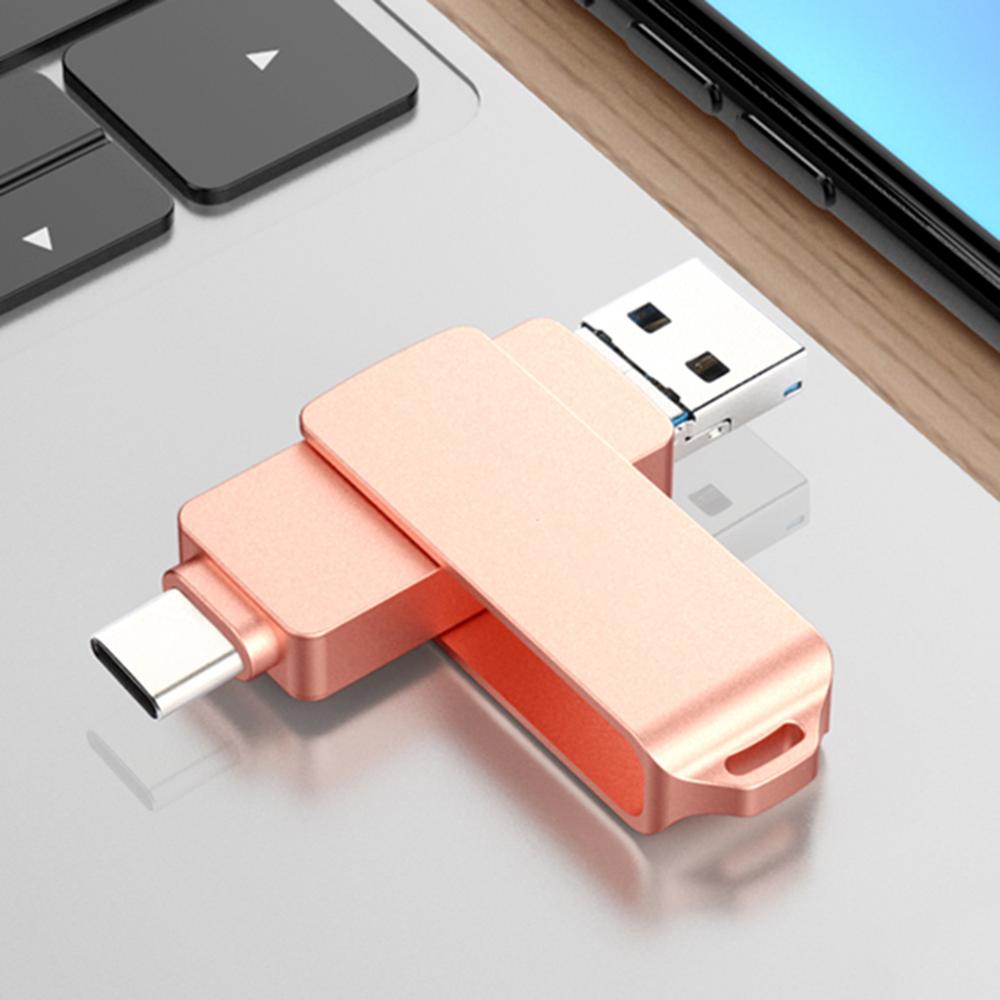 Unidad Flash BRU 3 en 1 Usb Otg 3,0 para unidad de Memoria Usb de alta velocidad tipo c Android Usb 16gb 32gb 64gb 128gb 256gb Pendrive: 128 GB / Rose gold