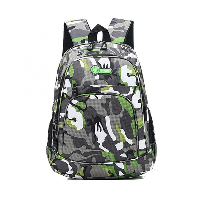 Mochila escolar impermeável para meninos e meninas, bolsa de 2 tamanhos para livros, camuflagem escolar infantil: green small