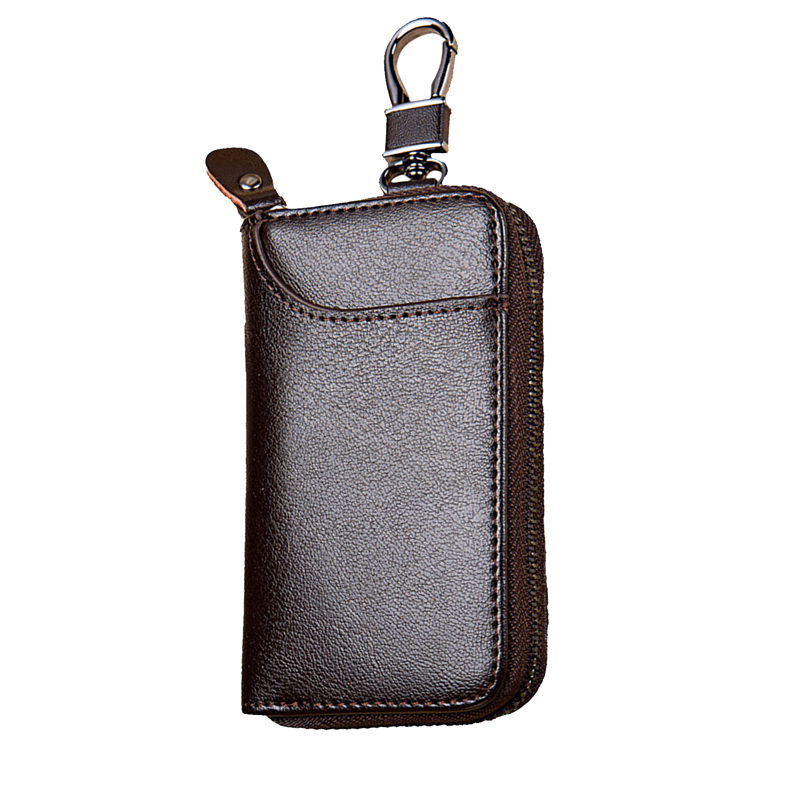 Pu Lederen Mannen Vrouwen Sleutel Portemonnee Kaarthouder Auto Huishoudster Portemonnee Sleutelhanger Rits Key Case Bag Met Sleutelhangers: Brown (buckle)