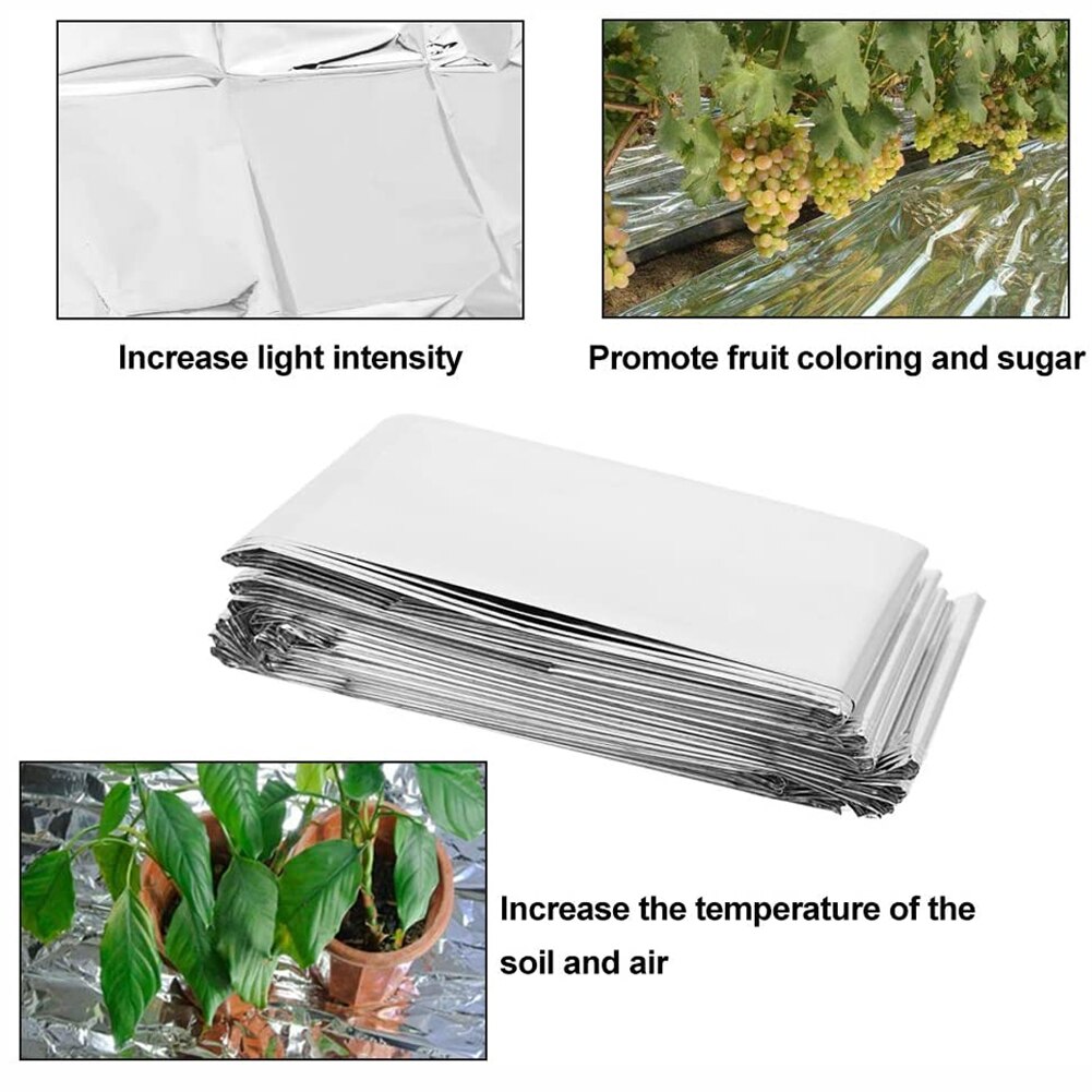 2PcsNew Silver Plant Hydroponic Highly Reflective Mylar Film Grow Light Accessories Greenhouse Reflectance Coating Plant Covers