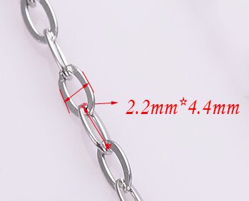 Wholessale 5 Meters/partij Rvs Tiny Vorm O Lange Cross Chain Kettingen Voor Diy Hanger Ketting Armband Enkel Sieraden: width 2.2mm