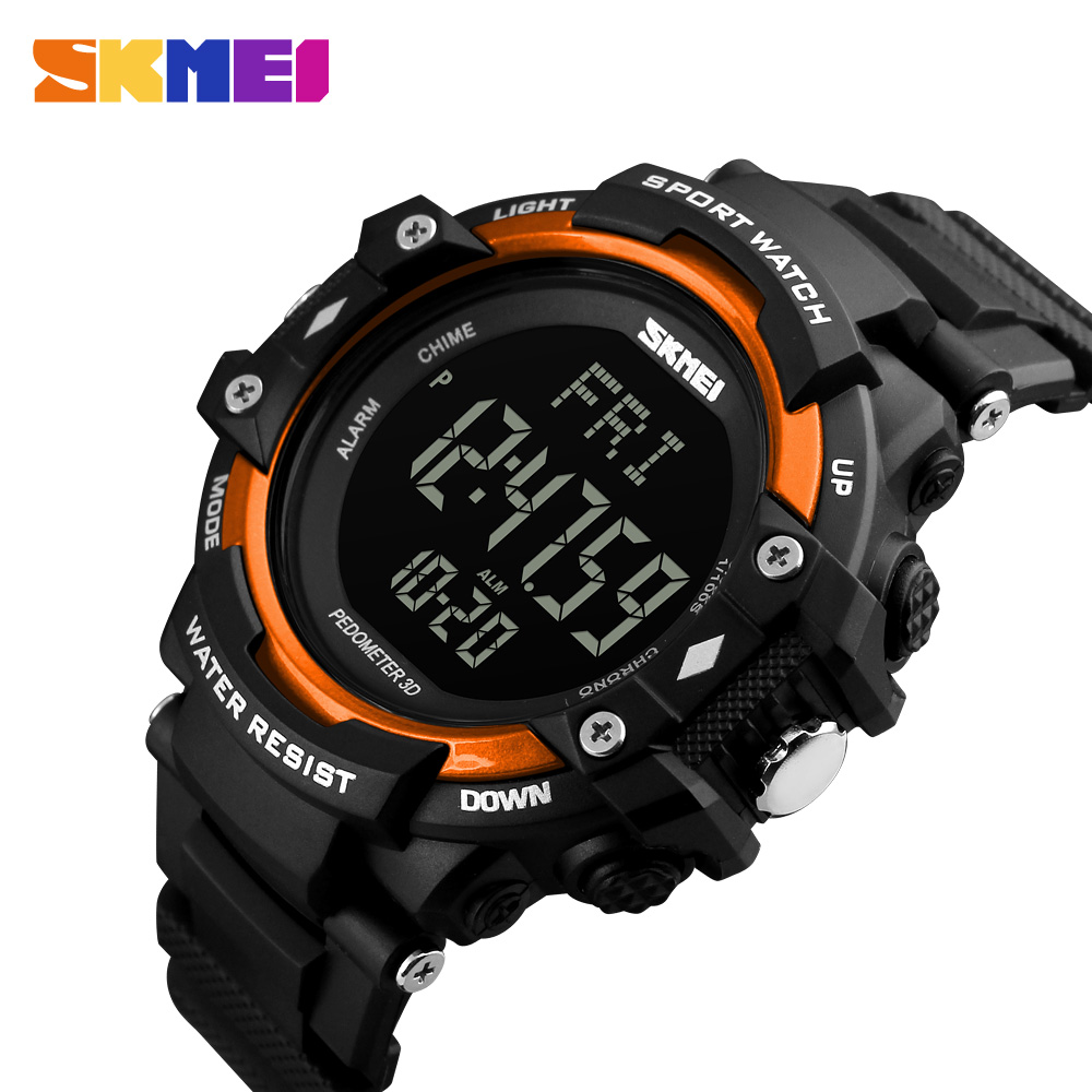 Reloj deportivo SKMEI para hombre, podómetro, Monitor de ritmo cardíaco, contador de calorías, resistente al agua 50M, pantalla LED, reloj Digital para hombre 1180