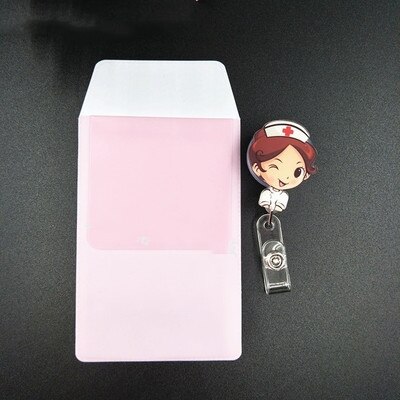 Leuke Cartoon Intrekbare Werk Naam Tags Id Badge Met Pvc Lekvrije Pen Pouch Kantoorbenodigdheden Artsen Verpleegkundigen: NO.2