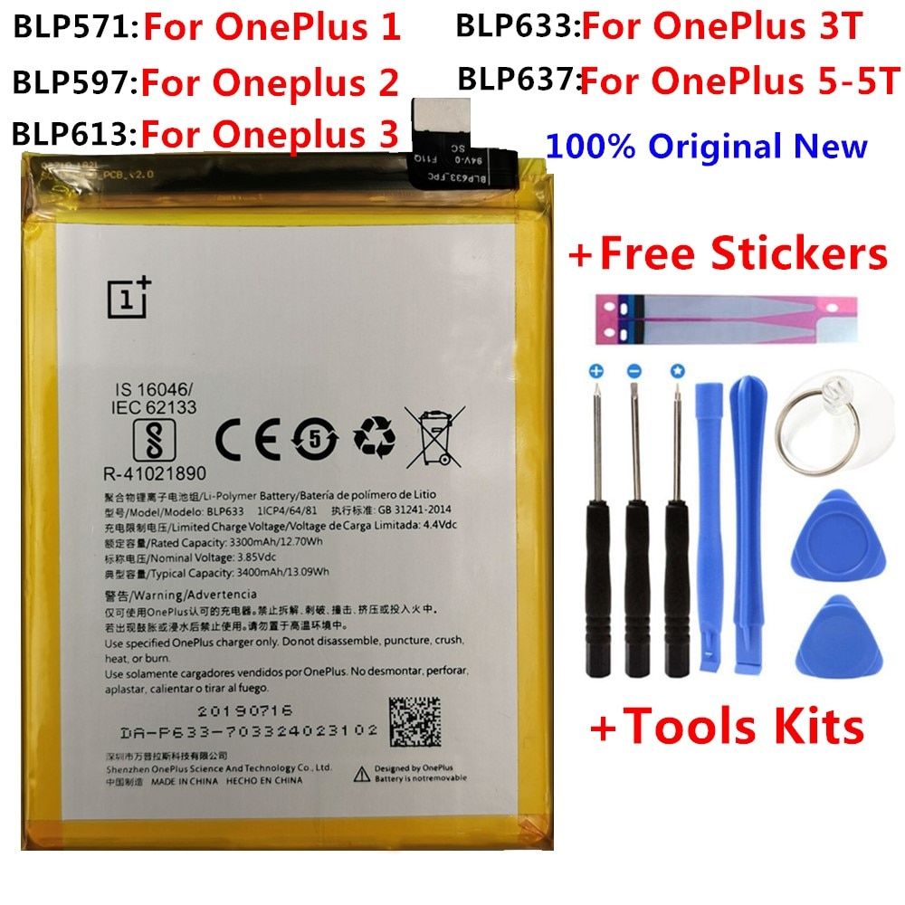 100% Original Ersatz Batterie Für Oneplus eine 1 + Ein Plus Für OnePlus 2 3 Ein Plus 3 3T 5 5T Li-Ion Batterien