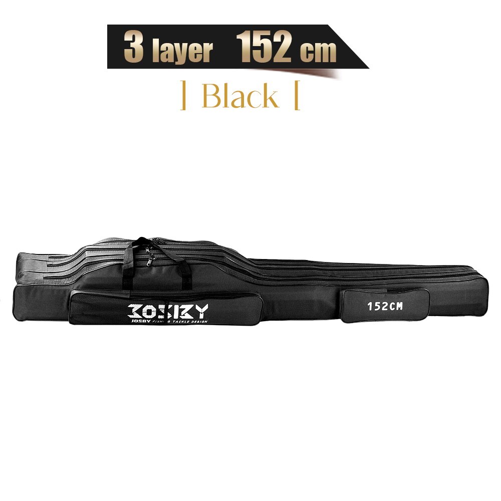 Josby 152/122/60cm kalastuskassi oxford kangas taitettava onki kela laukku kalastusvälineet säilytyslaukut matkalaukku pesca: 3- kerrosta -1.52m- mustaa