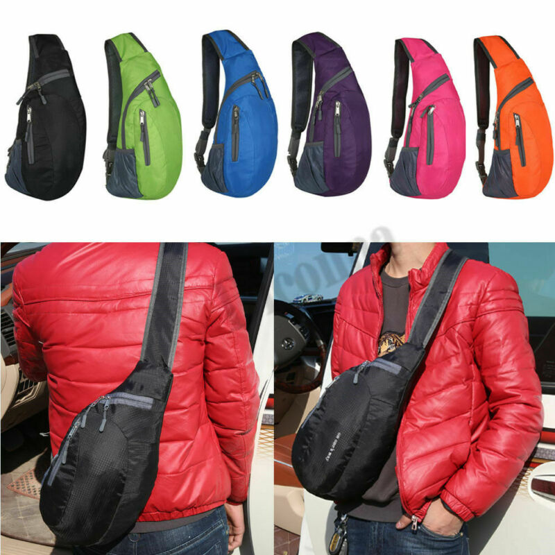 Mochila unissex de peito, mochila unissex com alça cruzada para o corpo, para esportes, caminhadas, para viagem, com padrão de letras)