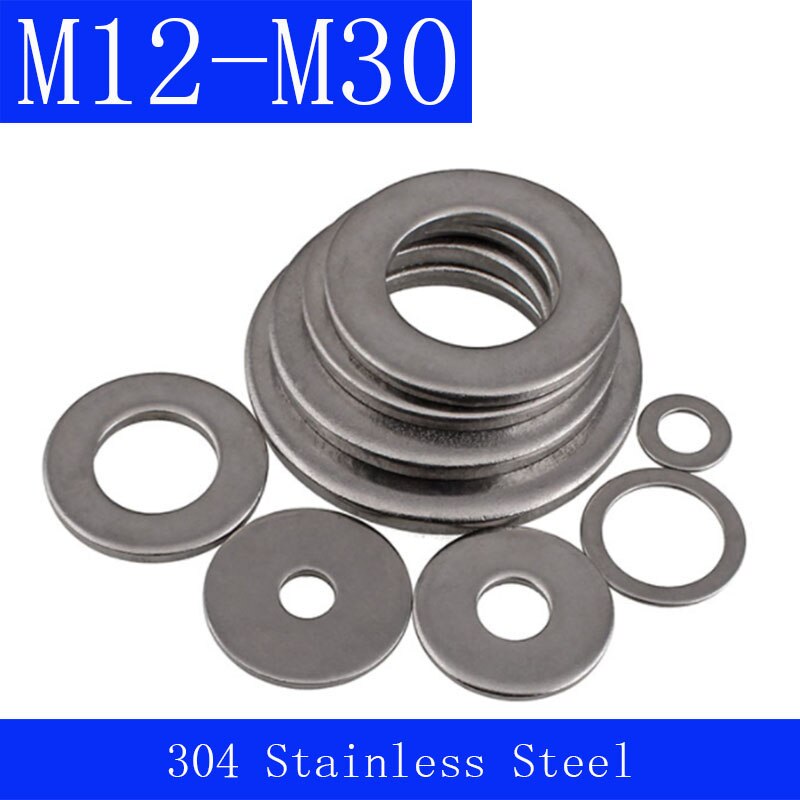 Arandelas planas de acero inoxidable DIN 304, M12, M14, M16, M18, M20, M22, M24, M27, M30, 125