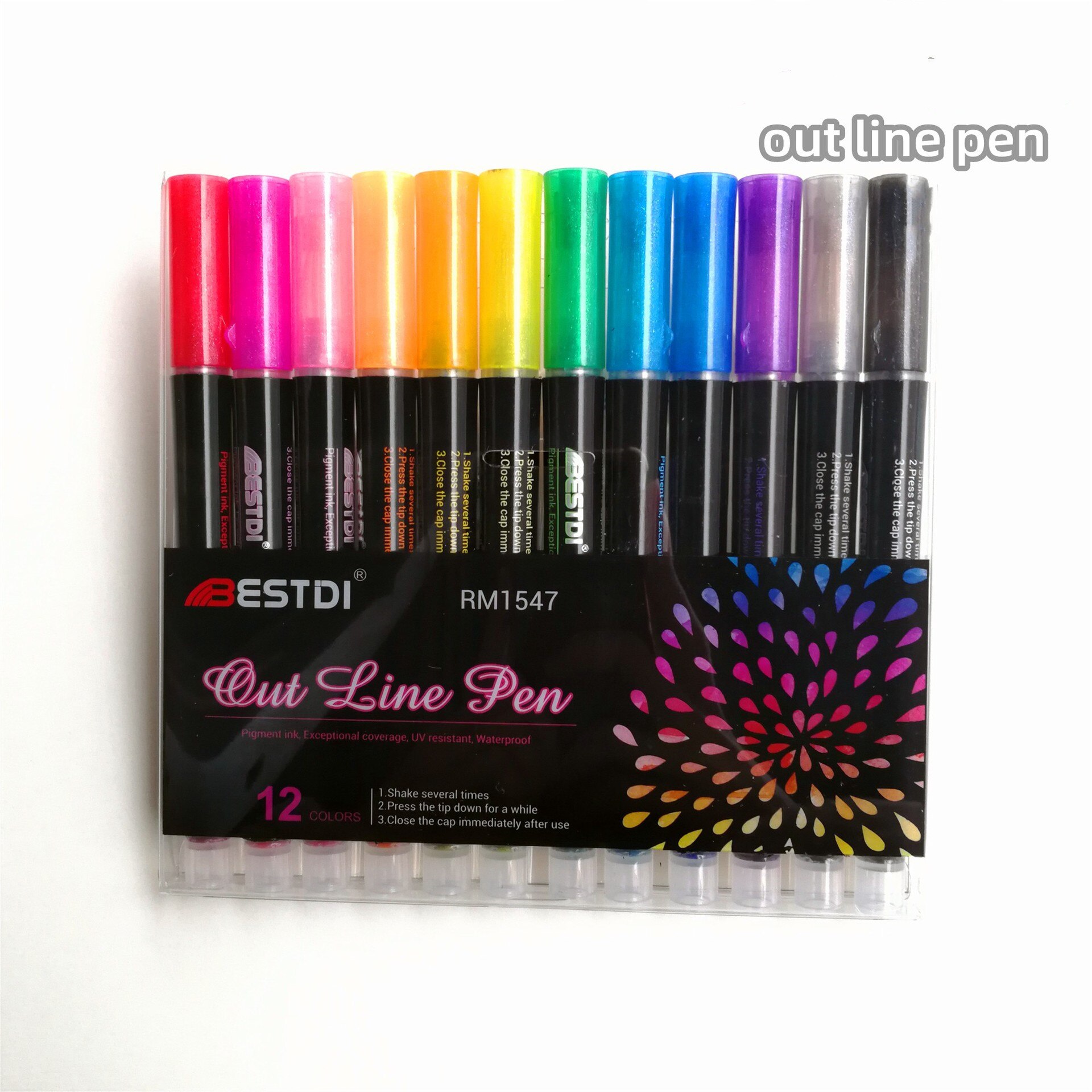 12 farger tusj vaskbar malepenn dobbel linje kontur penn metallisk farge magisk highlighter tusj til kunstrekvisita