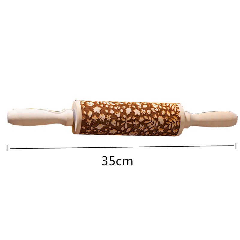 Kid Manual Rolling Pins Engraved with Designe Patterns Wooden Roller For Baking Embossed Cookies kitchen tools Christmas: F