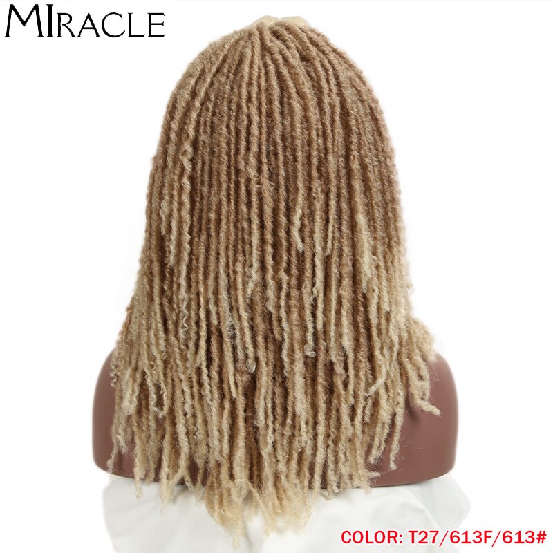 Afro virkade flätor peruk flätor peruk syntetiska peruker för svarta kvinnor virkade flätor twist jumbo dread faux locs frisyr mirakel: T27-613f-613