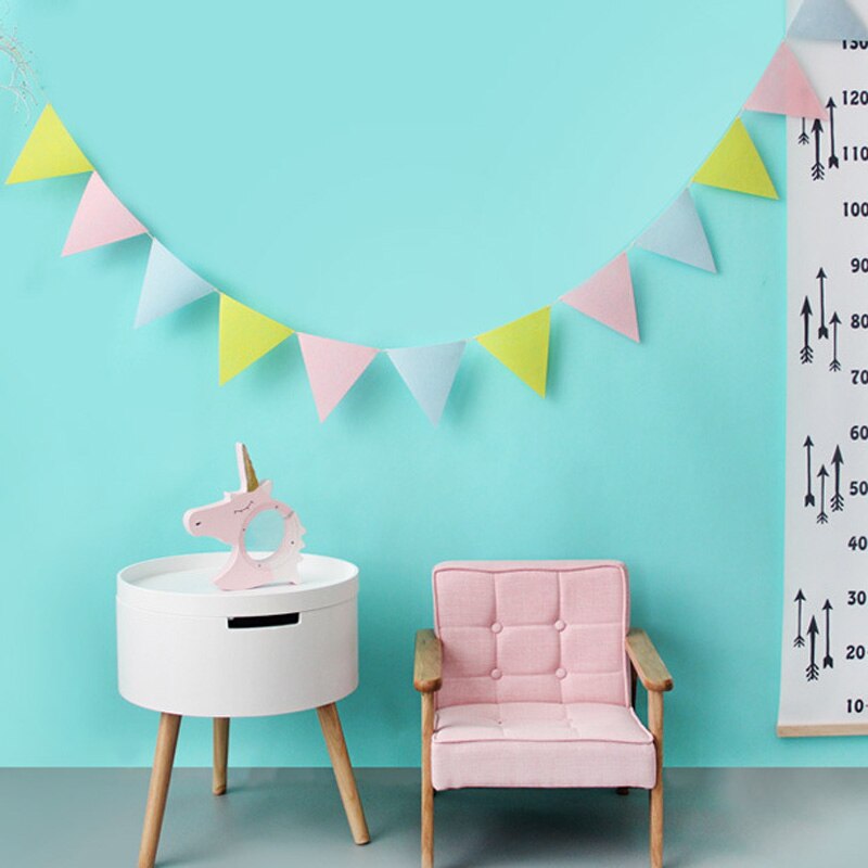 3m wollen bollen handgemaakte slaapkamerdecoratie muurdecoratie huisdecoratie ornament hangende babykamer pompom slinger decoratie kinderkamer kinderen: 12 vlaggen 02