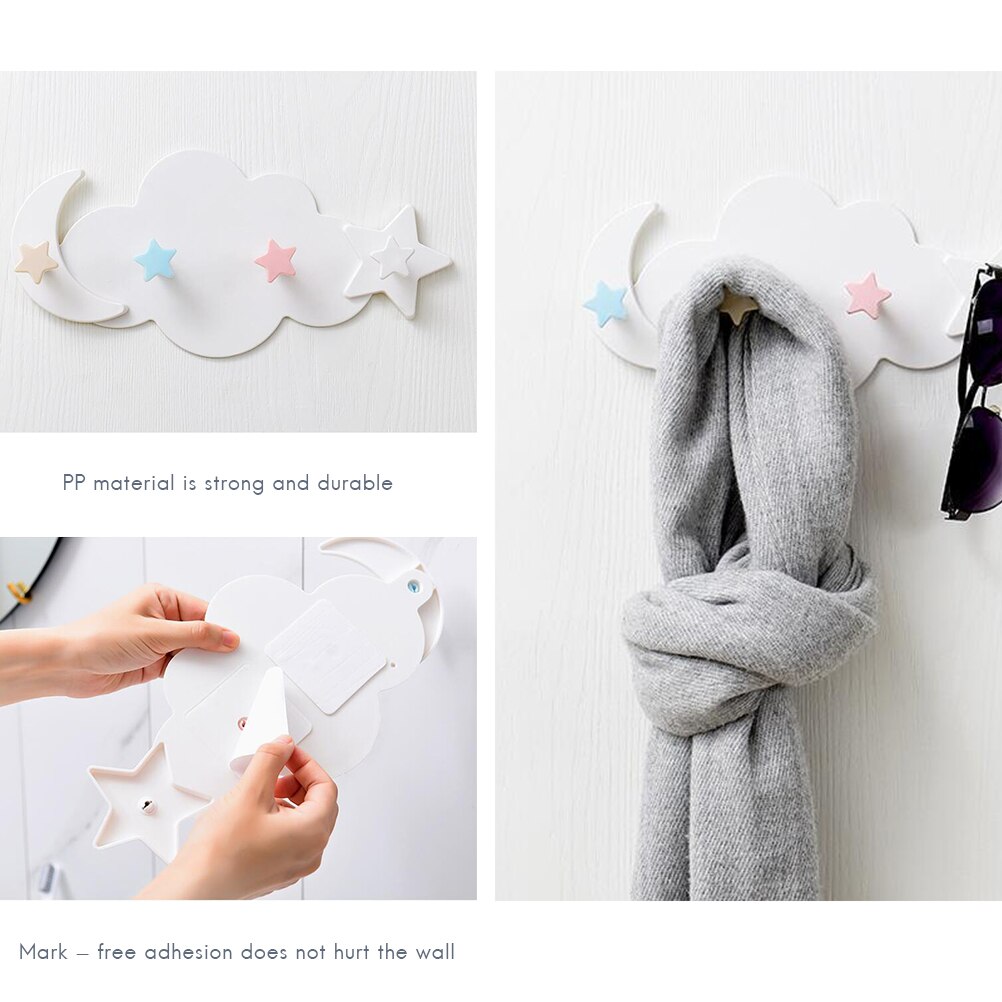 Creatieve Haak Up Cloud Moon Star Muur Gemonteerde Haken Diy Hanger Hat Sjaal Sleutel Muur Decoratie Thuis Kinderkamer decoratie