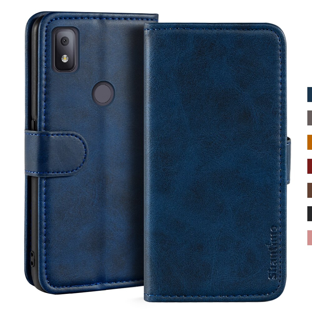 Case For T-Mobile Revvl 4 Case Magnetic Wallet Leather Cover For T-Mobile Revvl 4 Stand Coque Phone Cases: Blue