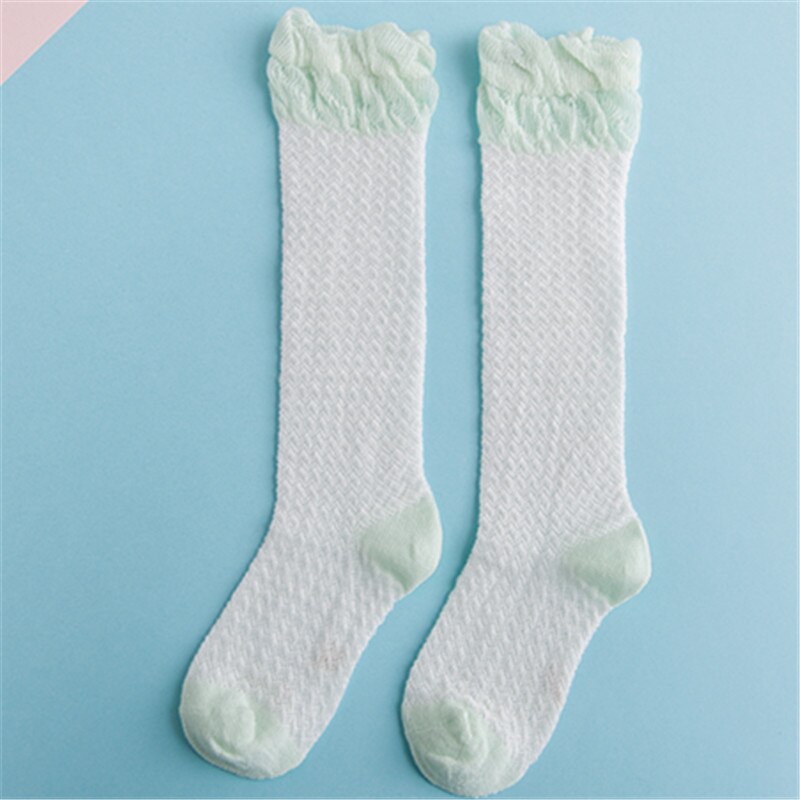 Frühlings- und sommer-netzstrümpfe für babys, farblich abgestimmte dünne, atmungsaktive babysocken, hohe socken für mädchen