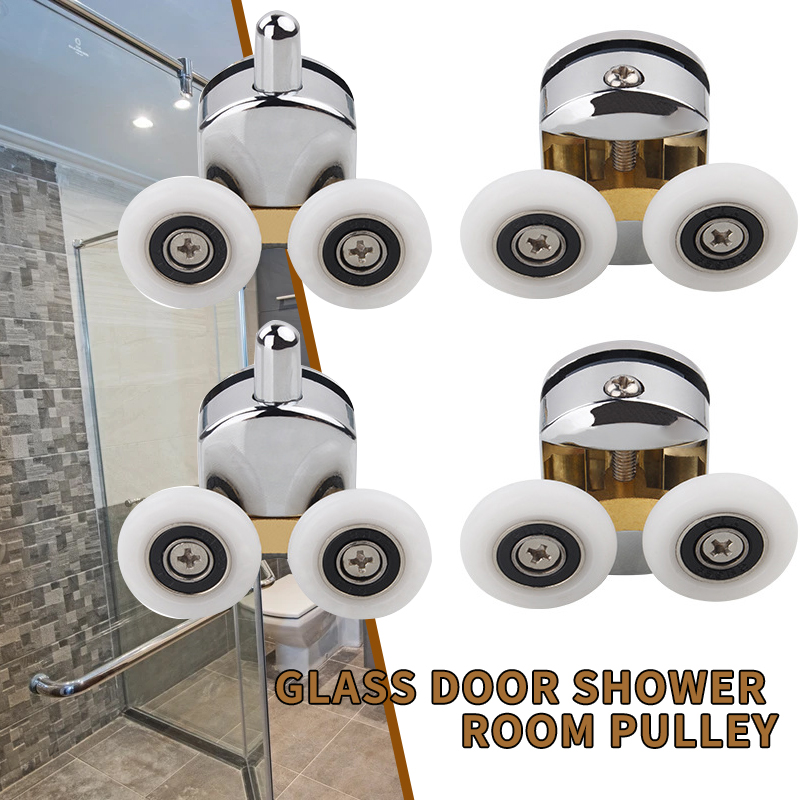 4pcs/set 23mm/25mm Shower Glass Door Roller Runner Double-Wheel Sliding Pulleys Bearing Runners Replacement Bathroom Accessories