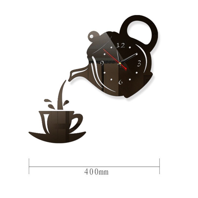 DIY Acrylic Coffee Cup Teapot 3D DIY Wall Clock Decorative Kitchen Wall Clocks Living Room Dining Room Home Decor Clock