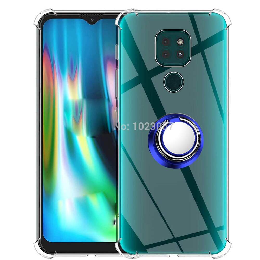 Case Voor Lenovo K12 Note Finger Ring Holder Clear Soft Tpu Cover Shockproof Airbag Clear Case Voor Lenovo K12 Note: Clear Blue Ring