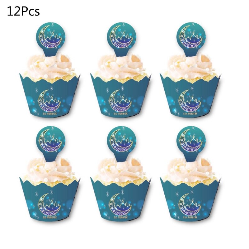 12 Stks/set Eid Mubarak Cupcake Toppers Cake Cups ... – Grandado