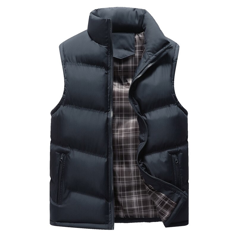 Brand Winter Mens Vest Slim Fit Warm Sleeveless Jacket Male Plus Size Clothing Man Waistcoat Cotton-Padded Thickening Coats: blue / 4XL