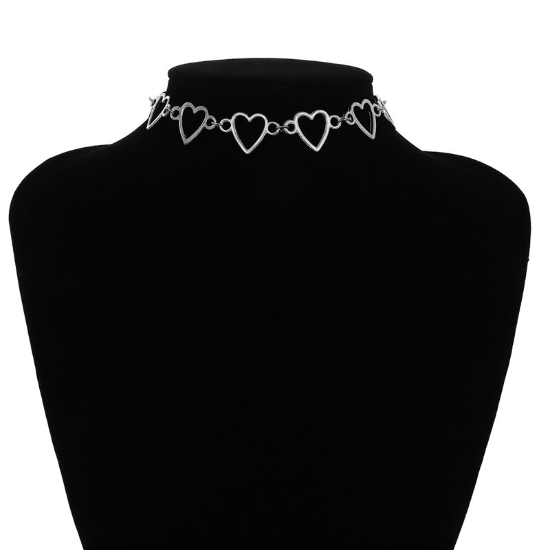 Ailodo-collar de Gargantillas de corazón a la para mujeres y niñas, collar bohemio encantador, joya para , de joyería de boda 20MAR65: 20MAR65-Silver