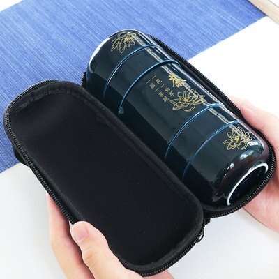 Alta guality porcelana chinesa conjunto de chá portátil copos de chá para viagens com saco portátil viagem conjunto de chá garrafa cerâmica para ao ar livre: Fosco
