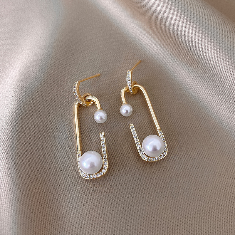 Perle firkantet geometrisk pin dangle øreringe til kvinder koreanske smykker luksus piger fest øre smykker