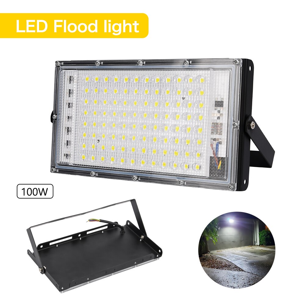 Led oversvømmelseslys 100w udendørs belysning væglampe  ac110v 220v 240v ip65 vandtæt led gadebelysning industrihaveområde parkering: Ledet oversvømmelseslys / 100w 110v / Kølig hvid (5500-7000k)