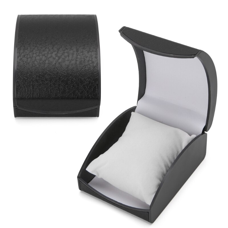 4 färger lyx klocklåda fall klockor hållare display förvaring för smycken armband konstläder hållare: Svart